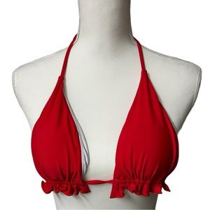 SUGAR COAST women’s red triangle string bikini top swimwear size L NWOT